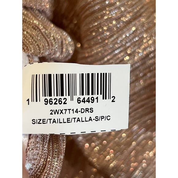 BCBGMAXAZRIA Sparkle Sheer Rose Pink Turtleneck Top Women's Size S Holiday Glam - Picture 9 of 11